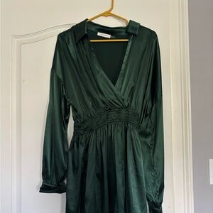 Elegant Green Satin Dress